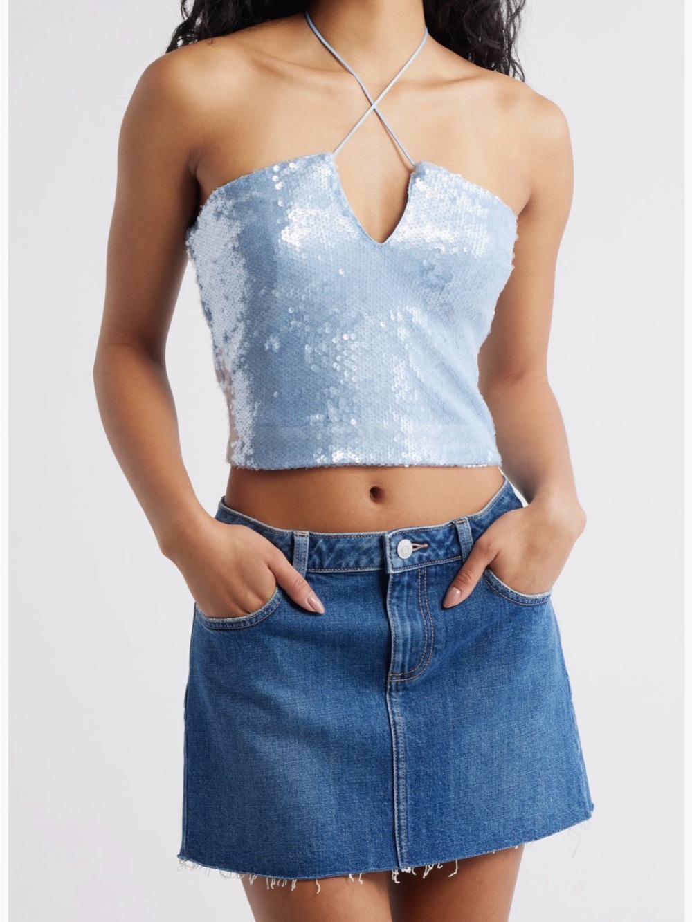 Princess Polly Kalokairi Sequin Halter Top Size Small